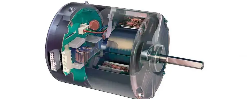 نمایی برش خورده ازمتعلقات درون یک الکتروموتور