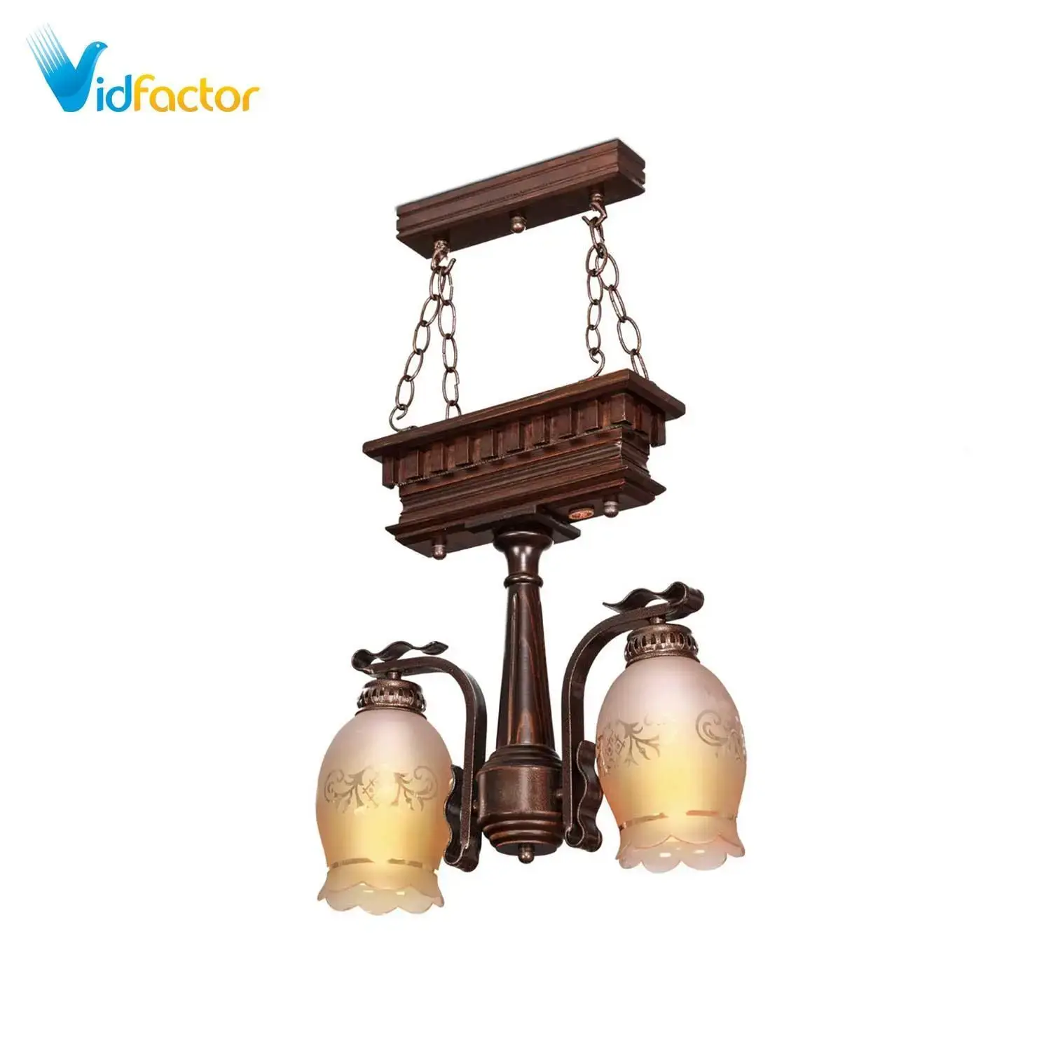 لوستر چوبی مدل تخت جمشید دو شعله دارکار کد 216
