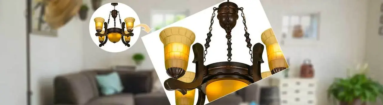 نمای روبرویی لوستر مدل رومینا چهار شعله دارکار|روشنایی
