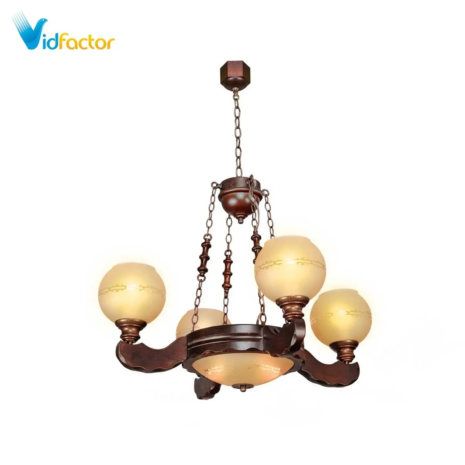 لوستر چوبی مدل رومی چهار شعله دارکار پایه چوبی کد 231
