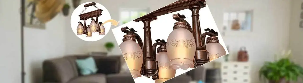 نمای روبرویی لوستر مدل تخت جمشید چهارشعله دارکار|روشنایی