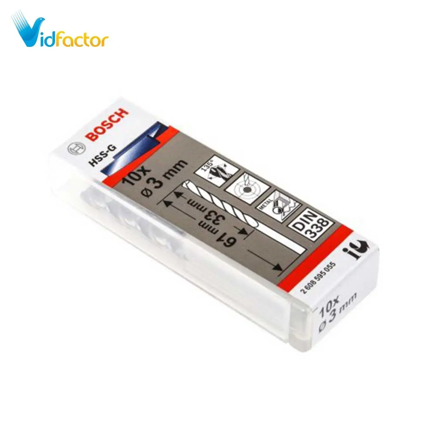 مته فلز 10 تایی Bosch HSS-G D3mm  2608595055