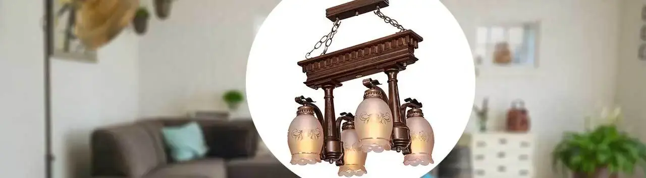 نمای روبرویی لوستر مدل تخت جمشید چهارشعله دارکار