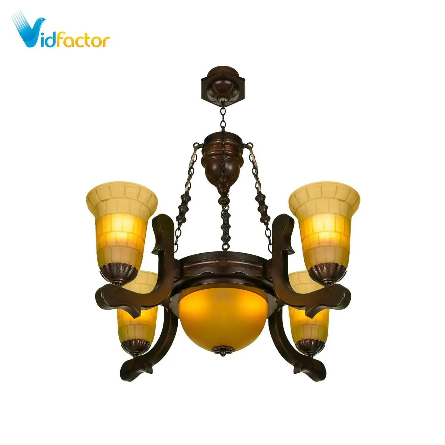 لوستر چوبی مدل رومینا چهار شعله دارکار کد 260