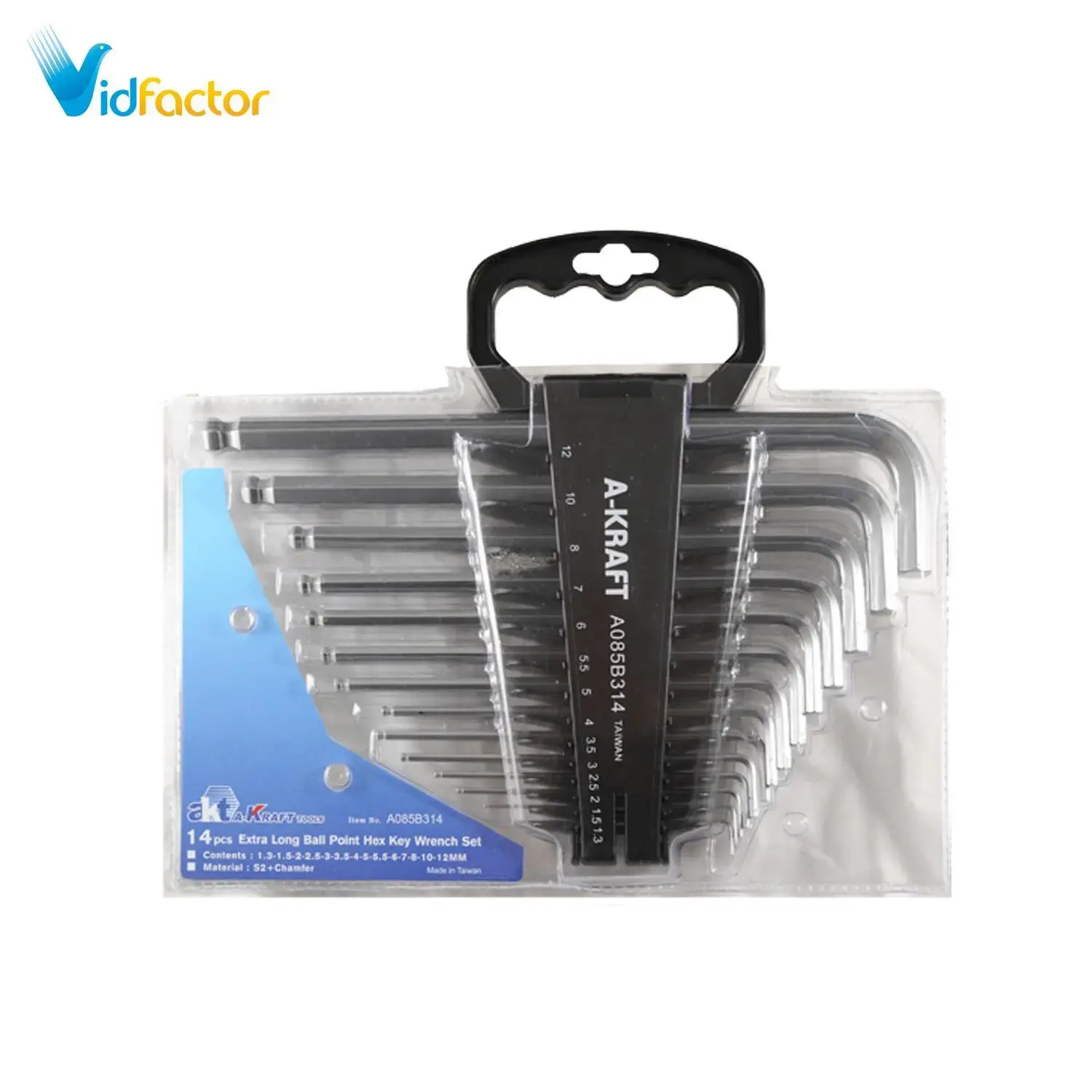 آچار آلن 14عددی فوق بلند سرگرد A-KRAFT-AA085B314 1.27*12mm