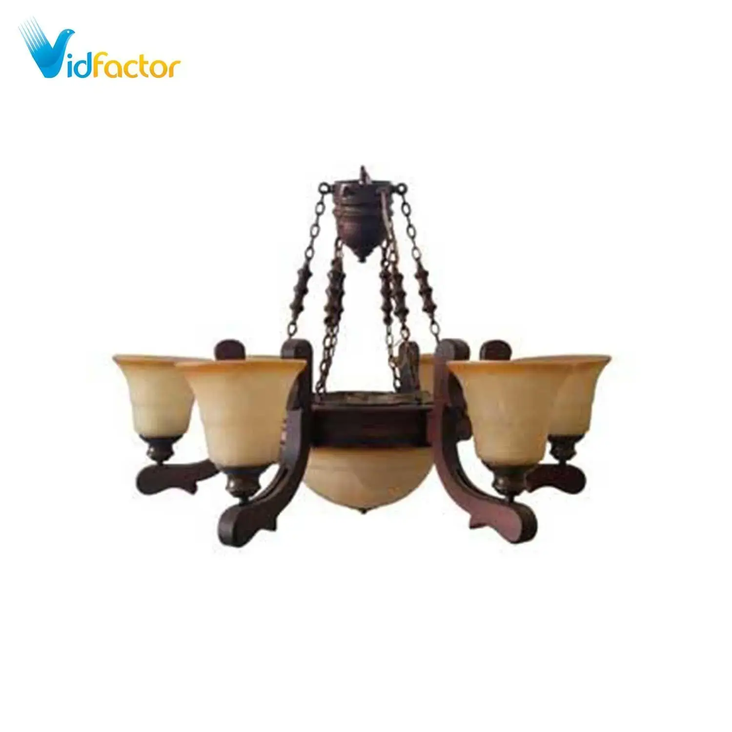 لوستر چوبی مدل لویی شش شعله دارکار کد 228
