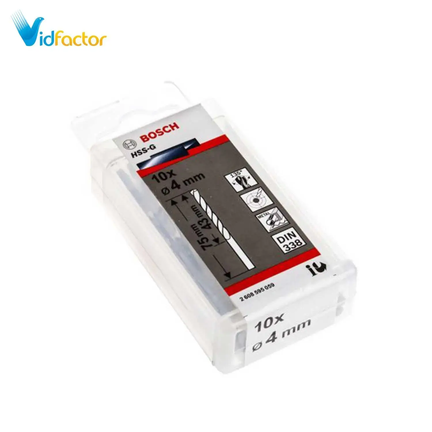 مته فلز 10 تایی  Bosch HSS-G D4mm  2608595059